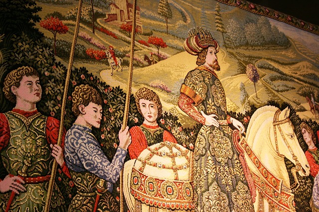 Tapestries told stories - the Sir Bevis of Hampton legends just being part of this.  Image via Pixabay.