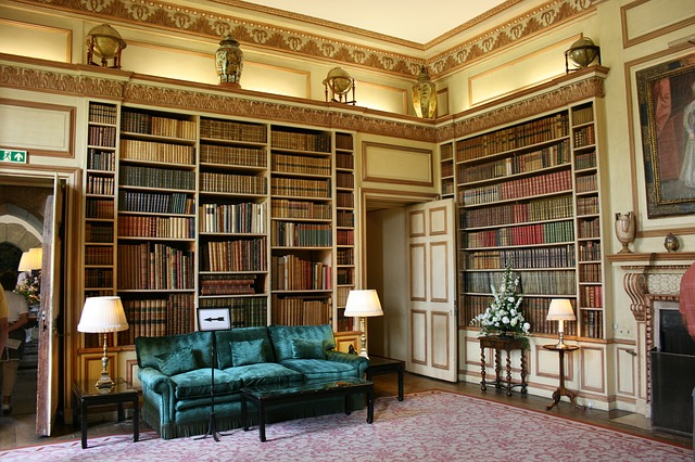 My own library is not on this scale but isn't this a fabulous place? Image via Pixabay (of Leeds Castle).