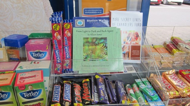 Local authors' books at Chandler's Ford railway station