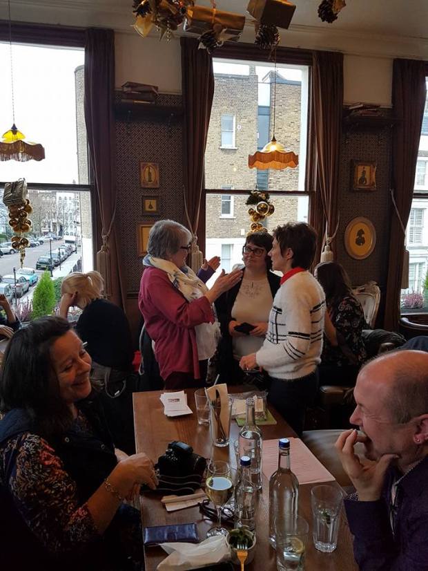 Gill talks with Dawn and I at the BH event, image taken by Paula Readman