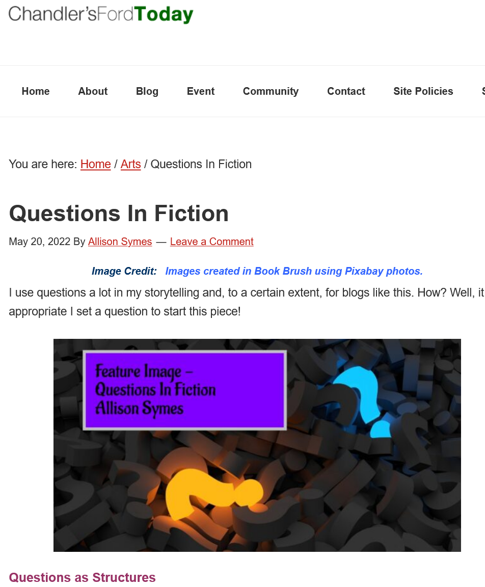 Screenshot 2022-05-20 at 09-54-18 Questions In Fiction - Chandler's Ford Today