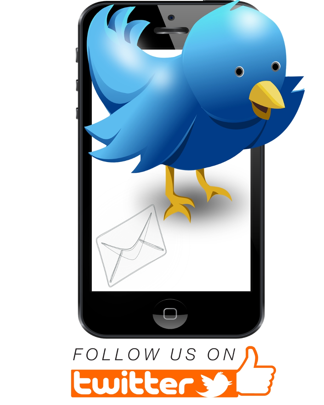 Twitter - phone and blue bird image