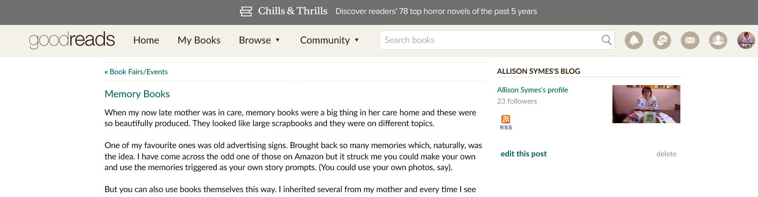 Screenshot 2024-10-26 at 17-31-53 Allison Symes's Blog - Memory Books - October 26 2024 09 31 Goodreads