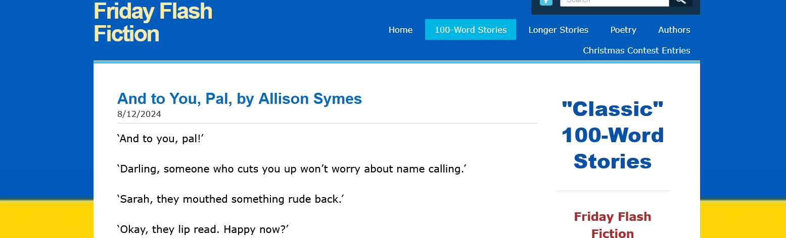 Screenshot 2024-12-13 at 09-54-02 And to You Pal by Allison Symes - Friday Flash Fiction